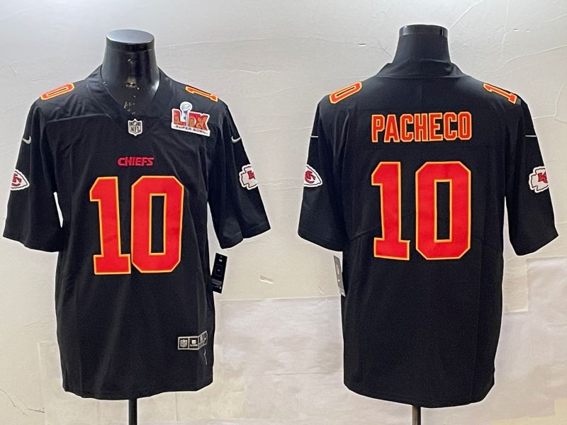 Men Kansas City Chiefs 10 Pacheco Black 2025 Nike Vapor Limited NFL Jersey style 2092
